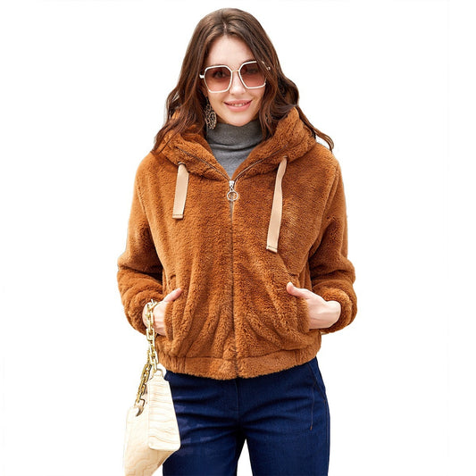 Veste tendance en tissu peluche